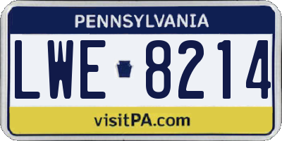 PA license plate LWE8214