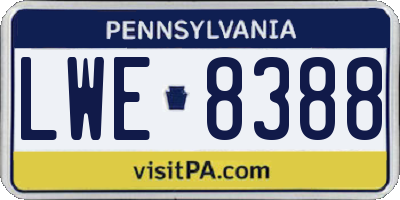 PA license plate LWE8388