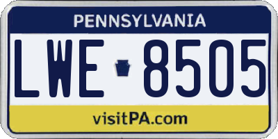 PA license plate LWE8505