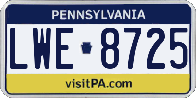 PA license plate LWE8725