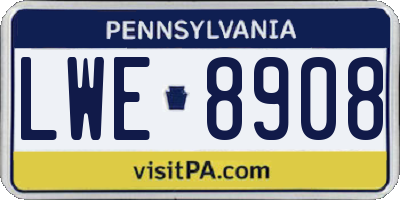 PA license plate LWE8908