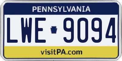 PA license plate LWE9094