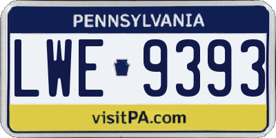 PA license plate LWE9393