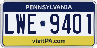PA license plate LWE9401