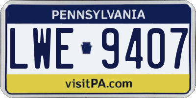PA license plate LWE9407