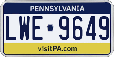 PA license plate LWE9649