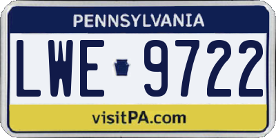 PA license plate LWE9722