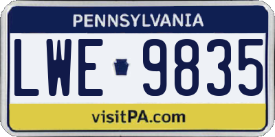 PA license plate LWE9835