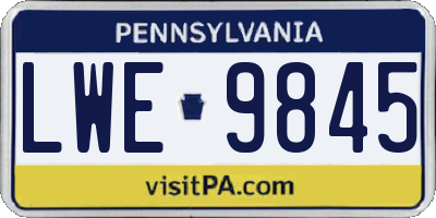 PA license plate LWE9845