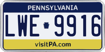 PA license plate LWE9916