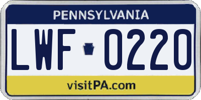 PA license plate LWF0220