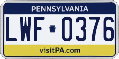 PA license plate LWF0376