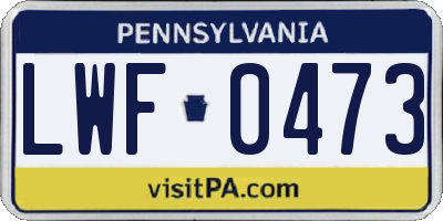 PA license plate LWF0473