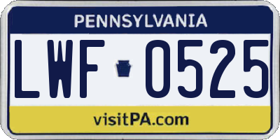 PA license plate LWF0525