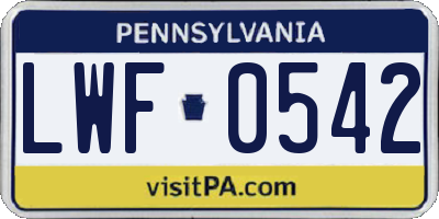 PA license plate LWF0542