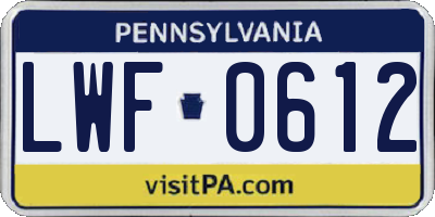PA license plate LWF0612