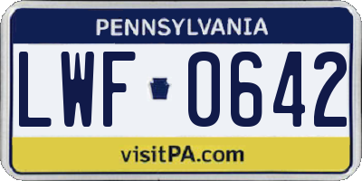 PA license plate LWF0642