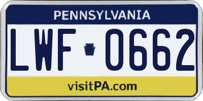 PA license plate LWF0662