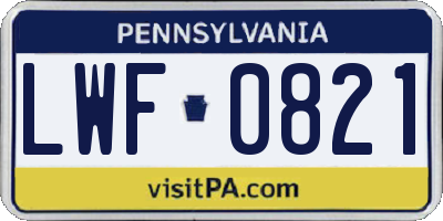PA license plate LWF0821
