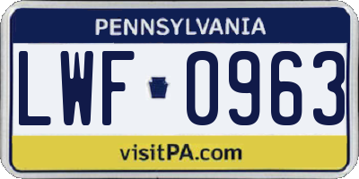 PA license plate LWF0963