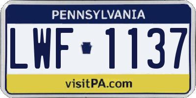 PA license plate LWF1137