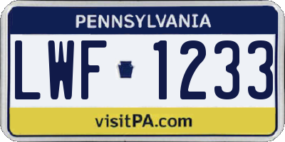 PA license plate LWF1233