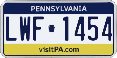 PA license plate LWF1454