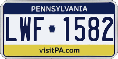 PA license plate LWF1582