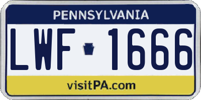 PA license plate LWF1666