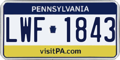 PA license plate LWF1843