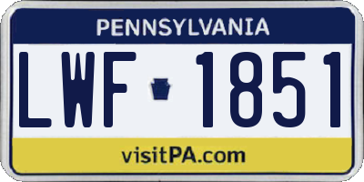 PA license plate LWF1851