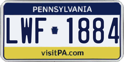 PA license plate LWF1884