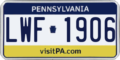 PA license plate LWF1906