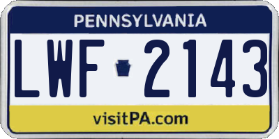 PA license plate LWF2143