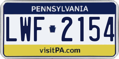 PA license plate LWF2154