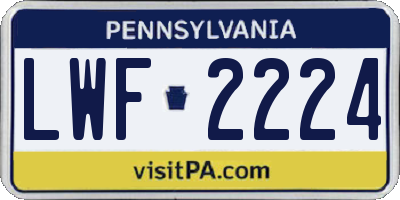 PA license plate LWF2224
