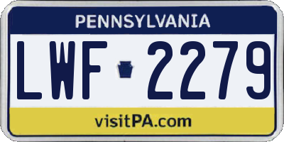 PA license plate LWF2279