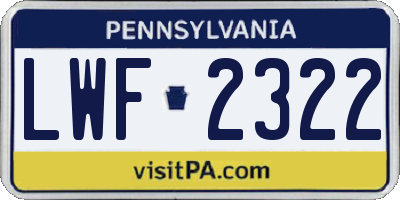 PA license plate LWF2322