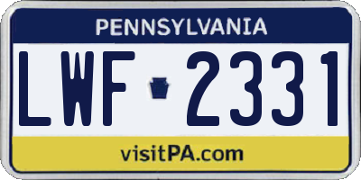 PA license plate LWF2331