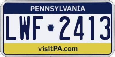 PA license plate LWF2413