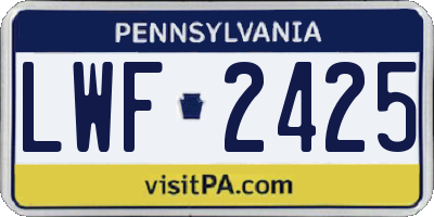 PA license plate LWF2425