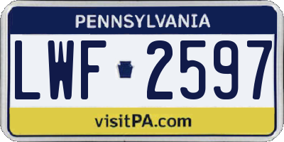 PA license plate LWF2597
