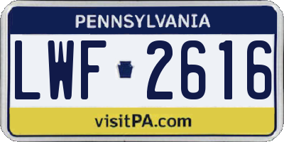 PA license plate LWF2616