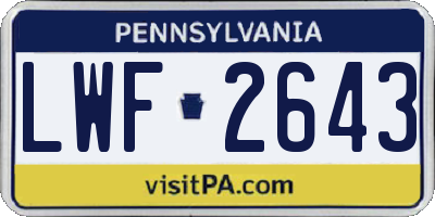 PA license plate LWF2643