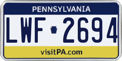 PA license plate LWF2694