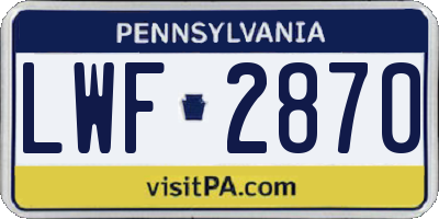 PA license plate LWF2870