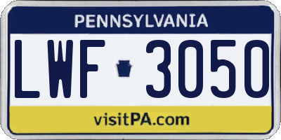 PA license plate LWF3050