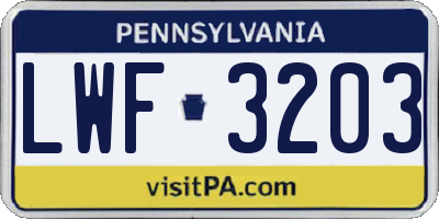 PA license plate LWF3203