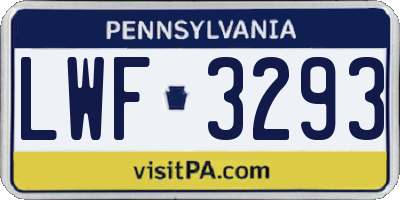 PA license plate LWF3293