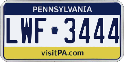 PA license plate LWF3444